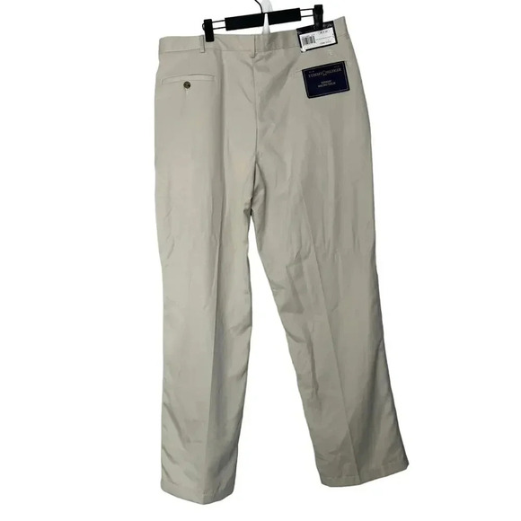Tommy Hilfiger Mens Micro Tech Men Chino Pant 38x32 Cream Microfiber Preppy NEW - Picture 2 of 11
